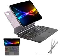 TECHGEAR Magic Keyboard - Funda para iPad Mini 7 (A17 Pro) y iPad Mini 6, soporte flotante magnético delgado, Bluetooth QWERTY, trackpad multitáctil, teclado retroiluminado de 7 colores para estudio