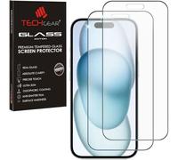 TECHGEAR [Paquete de 2 protectores de pantalla antirreflejos para iPhone 15 Plus - Edición de vidrio mate 3D de vidrio templado auténtico protector de pantalla completa compatible con iPhone 15 Plus