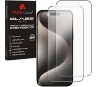 TECHGEAR [Paquete de 2 protectores de pantalla antirreflejos para iPhone 15 Pro Max - Edición de vidrio mate 3D de vidrio templado auténtico protector de pantalla completa compatible con iPhone 15 Pro