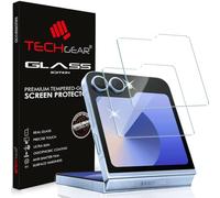 TECHGEAR Paquete de 2 protectores de pantalla frontal de cristal para Samsung Galaxy Z Flip 6, cubierta protectora exterior de vidrio templado [borde redondo 2.5D] [dureza 9H] [claridad cristalina]