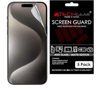 TECHGEAR Paquete de 5 protectores de pantalla mate para iPhone 15 Pro - Protectores de pantalla antirreflejos y mate con paño de limpieza y tarjeta de aplicación compatibles con iPhone 15 Pro de 6.1