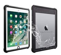 TECHGEAR Poseidon - Funda impermeable para iPad de 9,7 pulgadas, 6ª generación 2018 o 5ª generación 2017, delgada y resistente a los golpes, incluye protector de pantalla integrado, soporte y correa para el cuello