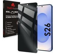 TECHGEAR Protector de pantalla de vidrio templado de privacidad para Samsung Galaxy S26 5G, cobertura completa 3D, dureza 9H, resistente a los arañazos, compatible con fundas