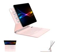 TECHGEAR QWERTY - Funda con teclado para Apple iPad Air de 13 pulgadas 2025/2024, soporte flotante magnético, trackpad multitáctil de precisión, retroiluminación de 7 colores, QWERTY, para iPad Pro de