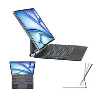 TECHGEAR QWERTY - Funda con teclado para Apple iPad Air de 13 pulgadas 2025/2024, soporte flotante magnético, trackpad multitáctil de precisión, retroiluminación de 7 colores, QWERTY, para iPad Pro de