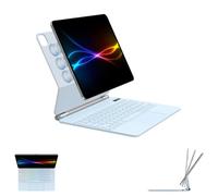TECHGEAR QWERTY - Funda con teclado para Apple iPad Air de 13 pulgadas 2025/2024, soporte flotante magnético, trackpad multitáctil de precisión, retroiluminación de 7 colores, QWERTY, para iPad Pro de
