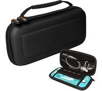 TECHGEAR Switch Lite Carcasa - Funda Dura Protectora de Viaje y Llevar para Nintendo Switch Lite + Ranura para 8 Tarjetas de Juego + Accesorios [Negro]
