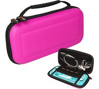 TECHGEAR Switch Lite Carcasa - Funda Dura Protectora de Viaje y Llevar para Nintendo Switch Lite + Ranura para 8 Tarjetas de Juego + Accesorios [Rosado]