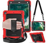 TECHGEAR Utility Funda Compatible con iPad 9.7" 2018/2017 - Funda Protectora Prueba de Choques Resistente Carcasa con Soporte Giratorio de 360 Grados y Correa de Hombro - Rojo