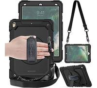 TECHGEAR Utility Funda Compatible con iPad Air 3 2019 / iPad Pro 10.5" Funda Protectora Prueba de Choques Resistente Carcasa con Soporte Giratorio de 360 Grados y Correa de Hombro - Negro