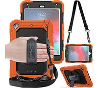 TECHGEAR Utility Funda Compatible con iPad Mini 5 2019 / iPad Mini 4 - Funda Protectora Prueba de Choques Resistente Carcasa con Soporte Giratorio de 360 Grados y Correa de Hombro - Naranja
