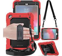 TECHGEAR Utility Funda Compatible con iPad Mini 5 2019 / iPad Mini 4 - Funda Protectora Prueba de Choques Resistente Carcasa con Soporte Giratorio de 360 Grados y Correa de Hombro - Rojo