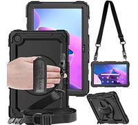 TECHGEAR Utility Funda Compatible con Lenovo Tab M10 Plus 2022 (10.6") TB125 / TB128 - Funda Protectora Prueba de Choques Resistente Carcasa con Soporte Giratorio de 360 Grados y Correa de Hombro