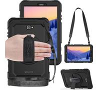 TECHGEAR Utility Funda Compatible con Samsung Galaxy Tab A 10.1" (SM-T580) Funda Protectora Prueba de Choques Resistente Carcasa con Soporte Giratorio de 360 Grados y Correa de Hombro - Negro
