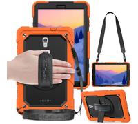 TECHGEAR Utility Funda Compatible con Samsung Galaxy Tab A 10.5" (SM-T590) Funda Protectora Prueba de Choques Resistente Carcasa con Soporte Giratorio de 360 Grados y Correa de Hombro - Naranja
