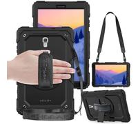 TECHGEAR Utility Funda Compatible con Samsung Galaxy Tab A 10.5" (SM-T590) Funda Protectora Prueba de Choques Resistente Carcasa con Soporte Giratorio de 360 Grados y Correa de Hombro - Negro
