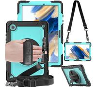 TECHGEAR UTILITY - Funda para Samsung Galaxy Tab A8 de 10.5 pulgadas (SM-X200 / SM-X205), resistente y resistente, a prueba de golpes, con soporte giratorio de 360º, correa de mano y correa para el