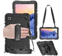TECHGEAR UTILITY - Funda para Samsung Galaxy Tab A9 de 8.7 pulgadas (SM-X110 / SM-X115), resistente, resistente, a prueba de golpes, con soporte giratorio de 360 grados, correa de mano y correa para