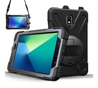TECHGEAR X-Case Compatible con Samsung Galaxy Tab Active 2 8 Pulgadas (SM-T390 / T395), Resistente a los Golpes, con Soporte Giratorio 360, Correa de Mano y Correa para el Hombro - Negro