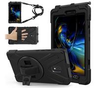 TECHGEAR X-Case se Adapta a Samsung Galaxy Tab Active 3 de 8 Pulgadas (SM-T570 / SM-T575), Resistente a Prueba de Golpes, con Soporte Giratorio 360, Correa de Mano y Hombro - Negro