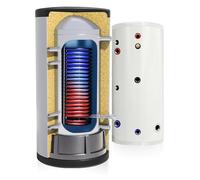 TECHGLOBE - Acumulador de agua caliente totalmente fabricado en acero inoxidable - con intercambiador de calor extragrande (2,2 m nergética - con aislamiento de 50 mm (150 L)