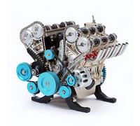 TECHING - Kit de modelo de motor mini v8 que funciona con ensamblaje mecánico de metal, kit de modelo de motor de coche, 500 unidades de experimento educativo (motor de 8 cilindros)