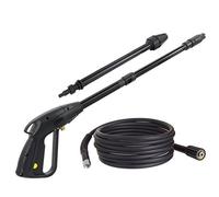 TECHKAR Pistola Limpiadora Alta Presión + Manguera Nylon - Compatible Karcher K2-K7 - Rosca M22x1,5 mm - 160 bar - Accesorio Karcher - Vario + lanza turbo - Manguera 5m