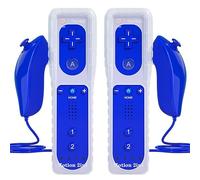 TechKen 2 Piezas Controller para Wii con Nunchuck,Mando Wii Motion Plus Integrado con Nunchuk Controller Funda de Silicona Muñequera para Wii