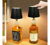 TechKen Lámpara LED inalámbrica para botella, 2 unidades, IP54 táctil, lámpara de mesa regulable, 5200 mAh, lámpara LED para botella, lámpara para botellas, lámparas para interior y exterior