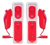TechKen Mando y Nunchuck para Wii - 2 Mando a distancia inalámbrico para Wii y Wii U [2 rojo]