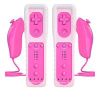 TechKen Mando y Nunchuck para Wii - 2 Mando a distancia inalámbrico para Wii y Wii U [2 rosa]