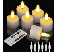 TechKen Velas LED sin llama con mando a distancia, velas de té LED parpadeantes Tealights electricos velas velas velas de llama bailando cera auténtica marfil para bodas,Navidad,Pascua,fiesta