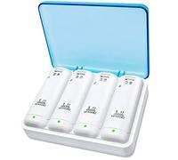TechKen Wii Controller Charger, Estación de Carga para 2 Mandos de Wii y 2 Akkus Wii Wiimote Charging Station con 4 Baterías de 2800MAH (Akku Charger)