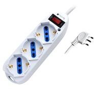 Techly 103021 - Regleta de 3 enchufes Italiana bipaso/Schuko con Enchufe 10 A