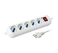 Techly 103892 - Regleta de 5 enchufes Italiana bipaso/Schuko, Cable 3 m, Color Blanco