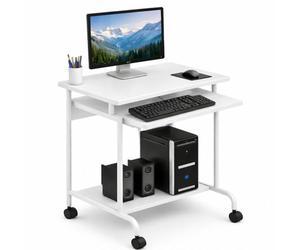 TECHLY 105926 Escritorio móvil Compacto para Ordenador Estante Teclado Deslizante Blanco