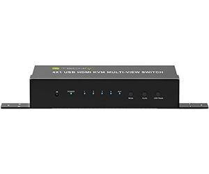 Techly 108255 HDMI Switch 4x1 KVM Quad Multiviewer con mando a distancia IR 1080p negro