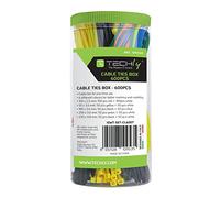 Techly 109535 - Bridas Pasacables para Cables de Colores, Kit de 600 Unidades, Multicolor