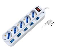 Techly 203055 REGLETA 5 plazas bipaso con interruptores Independientes y protección contra sobrecarga