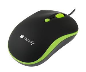 Techly 306721 Ratón óptico USB 800-1600 dpi Negro/Verde Negro/Verde