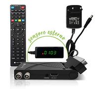 Techly 360981 Decodificador receptor digital terrestre DVB-T/T2 H.265 HEVC 10bit USB HDMI Scart 180° y mando a distancia universal 2 en 1 negro