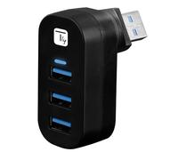 TECHLY 361766 Mini Hub Rotativo con 3 Puertos USB 3.0 Negro Negro