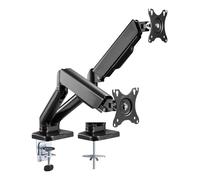 Techly 362138 - Soporte de escritorio para monitor doble de 17-32" con muelle de gas negro