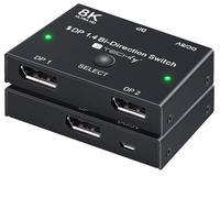 TECHLY 365535 - Conmutador bidireccional DisplayPort 8K DP1.4 para múltiples fuentes y pantalla negra
