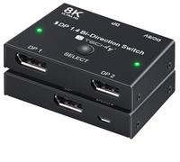 TECHLY 365535 - Conmutador bidireccional DisplayPort 8K DP1.4 para múltiples fuentes y pantalla negra