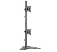Techly 365672 - Soporte de escritorio de 2 monitores de 17 a 32 pulgadas con base y soporte para smartphone negro
