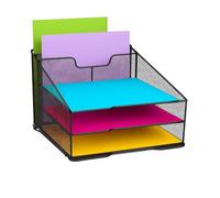 Techly 368062 - Organizador de escritorio con 3 bandejas y 2 secciones verticales, color negro