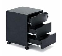 Techly 369571 Cajonera de tres cajones con ruedas para escritorio, negro y negro