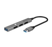 Techly 620720 Hub USB-A 3.2 de 4 puertos USB-A Slim de metal gris