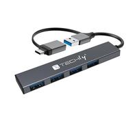 Techly 621925 Hub USB-A USB-C™ 3.2 de 4 puertos USB-A Slim de metal gris